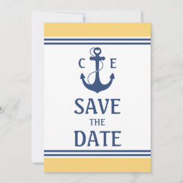 Geel en Blauw Nautisch Sla de Datum op Save The Date