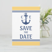 Geel en Blauw Nautisch Sla de Datum op Save The Date (Staand voorkant)