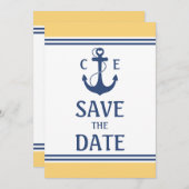Geel en Blauw Nautisch Sla de Datum op Save The Date (Voorkant / Achterkant)
