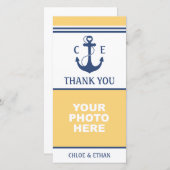 Geel en Blauw Nautische Foto Dank u Bedankkaart (Voorkant / Achterkant)