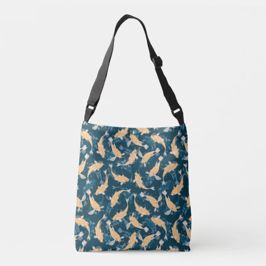 Geel en blauw patroon - Koi Fish Crossbody Tas (Achterkant)