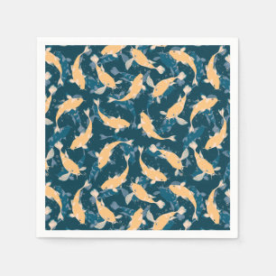 Geel en blauw patroon - Koi Fish Servet