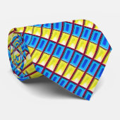 Geel en Blauw Patroon Stropdas (Opgerold)