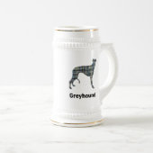 Geel- en blauw rasterlijnen voor grijnshond bierpul (Voorkant rechts)