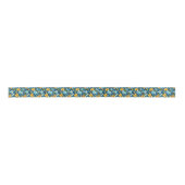  geel en blauw Retro Bloemen Lint (Voorkant)