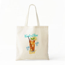 Geel en blauw Retro Lemon Iced Tea Canvas tas