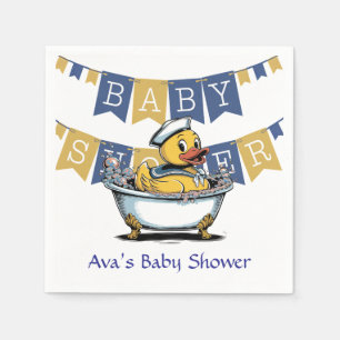 Geel en blauw Rubber Duck Boy Baby shower Servet