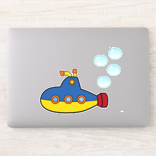 Geel en blauw Speelgoed onderzeeër met waterbelle Sticker