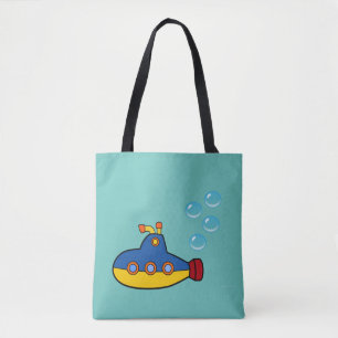 Geel en blauw Speelgoed onderzeeër met waterbellen Draagtas