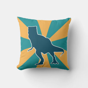 Geel en blauw T-rex jongenskamer dinosaurus Kussen