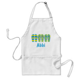 Geel en blauw Teenslipper Gepersonaliseerd Schort