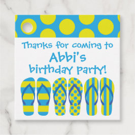 Geel en blauw Teenslipper Gift of Party Favor Labe Bedankjes Labels