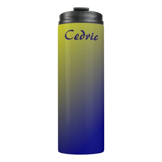 Geel en blauw verloopontwerp thermosbeker (Voorkant)