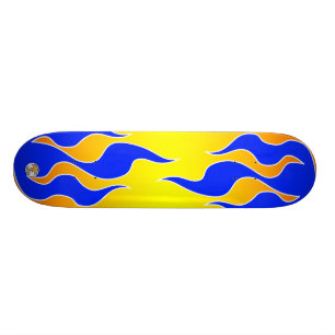 Geel- en blauw-vlambord skateboard