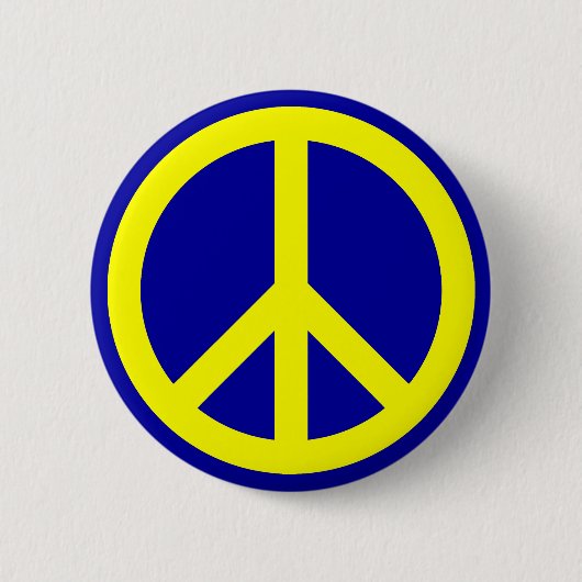 Geel en Blauw Vredessymbool Ronde Button 5,7 Cm (Voorkant)