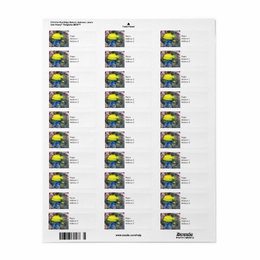 Geel en Blauwe Tang Vis Etiket (Full Sheet)