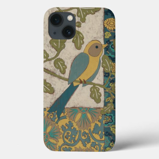 Geel en Blauwgroen blauw vogel op een Tak Case-Mate iPhone Case (Achterkant)