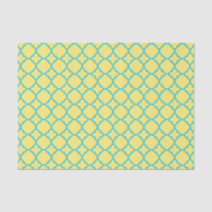Geel en Blauwgroen Maroccan Quatrefoil Patroon Tissuepapier