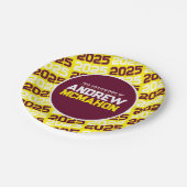 Geel en Bourgondisch gepersonaliseerd Afstuderen Papieren Bordje (Gekanteld)