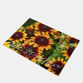 Geel en Brons Rudbeckias Bloemen Welkom Deurmat (Schuin)