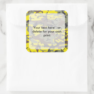 Geel en Bruin Camo, Camouflage, Militair, Leger Vierkante Sticker