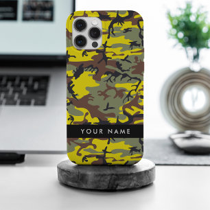 Geel en bruin Camouflage Jouw naam Personaliseren iPhone 15 Pro Max Hoesje