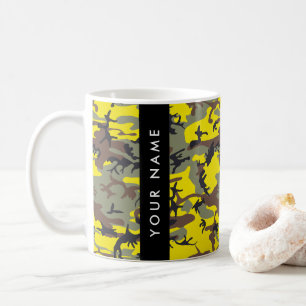 Geel en bruin Camouflage Jouw naam Personaliseren Koffiemok
