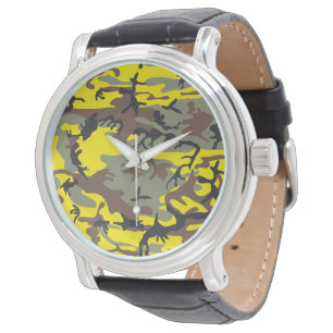 Geel en bruin camouflage, militair, leger horloge