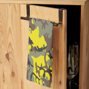 Geel en bruin camouflage, militair, leger theedoek