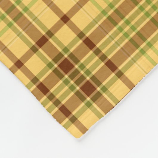 Geel en bruin geruite fleece deken (Hoek)