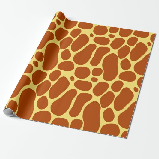 Geel en bruin Giraffe Cadeaupapier (Uitgerold)
