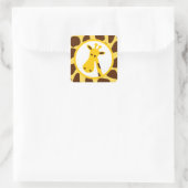 Geel en Bruin Giraffe Vlekken en Giraffe Hoofd Vierkante Sticker (Tas)