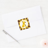 Geel en Bruin Giraffe Vlekken en Giraffe Hoofd Vierkante Sticker (Envelop)