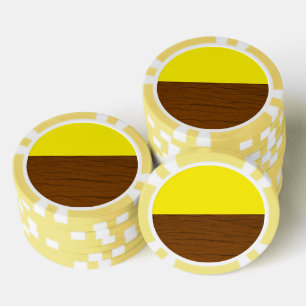 Geel en bruin hout poker chips