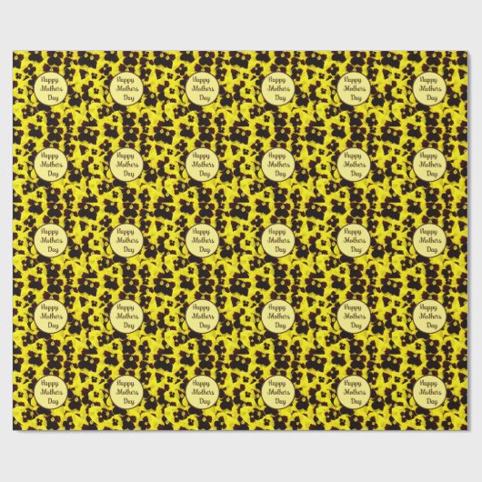 Geel en bruin pansies Moederdag, Cadeaupapier (Vlak)