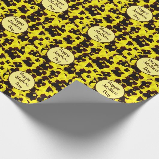 Geel en bruin pansies Moederdag, Cadeaupapier (Hoek)
