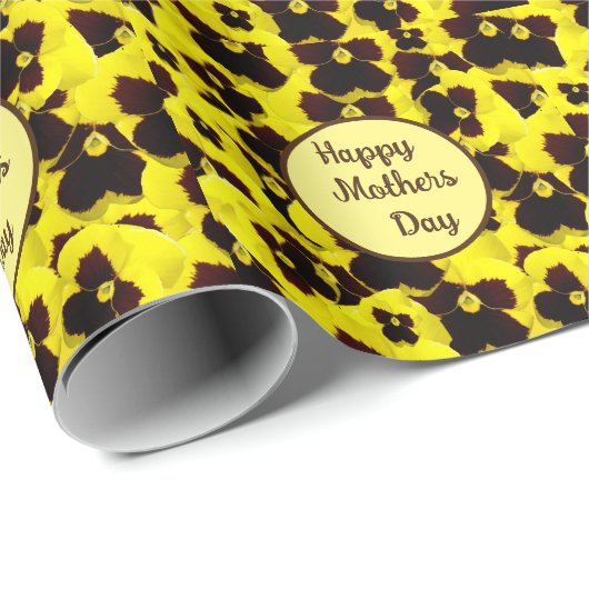 Geel en bruin pansies Moederdag, Cadeaupapier (Rol Hoek)