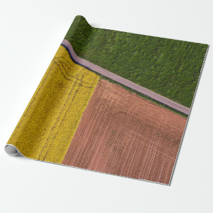 Geel en bruin textiel cadeaupapier