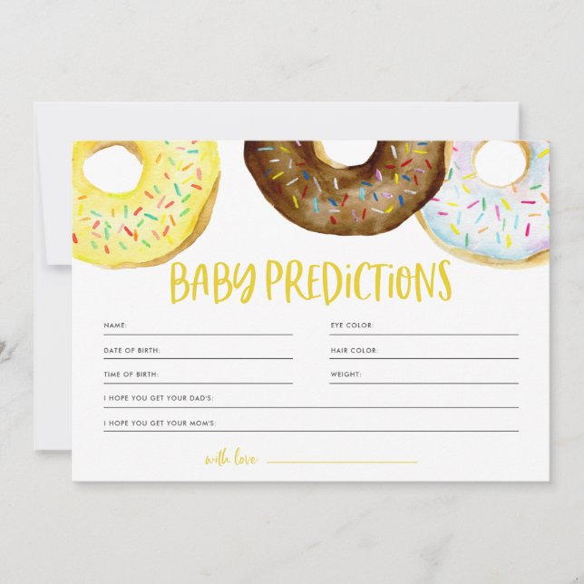 Geel en Chocolade Donuts Baby Voorspellingen Spel (Voorkant)