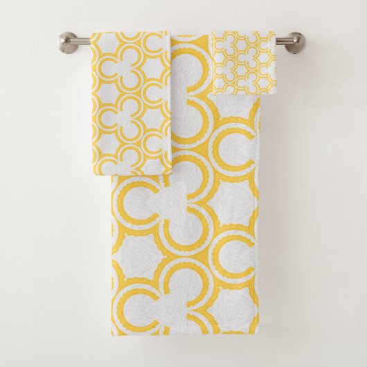 Geel en crèmepatroon bad handdoek (Insitu)