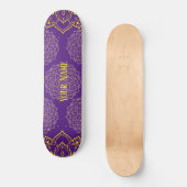 Geel en diep Paars Mandala Skateboard (Voorkant)