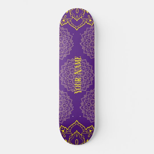 Geel en diep Paars Mandala Skateboard (Voorkant)
