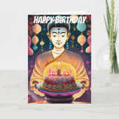 Geel en Fushia Boeddha Verjaardag Kaart (Voorkant)