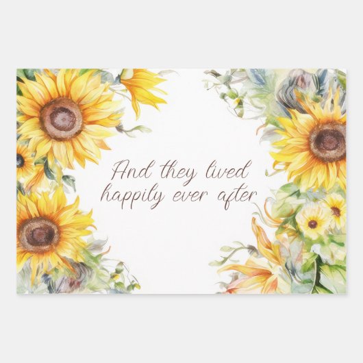 Geel en Goud Zonnebloemen Lijst Gepersonaliseerd Inpakpapier Vel (Voorkant 3)