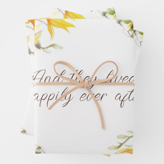 Geel en Goud Zonnebloemen Lijst Gepersonaliseerd Inpakpapier Vel (In situ)