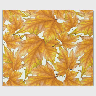 Geel en gouden paardebladeren cadeaupapier