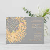 Geel en Grijs Abstract Bloemen Huwelijksuitnodigin Kaart (Staand voorkant)
