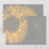 Geel en Grijs Abstract Bloemen Huwelijksuitnodigin Kaart (Voorkant / Achterkant)