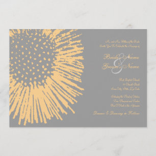 Geel en Grijs Abstract Bloemen Huwelijksuitnodigin Kaart