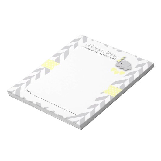 Geel en grijs Baby shower 2 - Advies Notitieblok (Gedraaid)